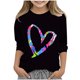 thumbnail image 1 of Blusas y camisas de cuello redondo y manga larga para niños, blusas/camisas de poliéster con estampado de corazones, mangas 3/4 y cuello redondo, elegantes e informales., 1 of 4