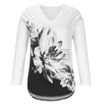 thumbnail image 4 of LEAVINGSUO Womens Plus Size Clearance $5 Plus Size Women Casual Loose V-Neck Printing Long Sleeve Blouse, 4 of 7