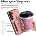 thumbnail image 6 of Phone Case for Samsung Galaxy S23 Plus S23+ 5G Wallet Cover with Screen Protector and Wrist Strap Lanyard RFID Credit Card Holder Ring Stand S23plus 23S + S 23 23+ SM-S916U 6.6 inch Women Men Pink, 6 of 13