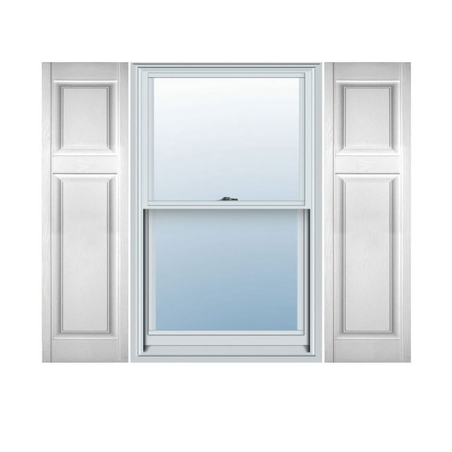18"W x 75"H Lifetime Vinyl, Custom Offset Panel, Raised Panel Shutters, w/Shutter-Loks (Per Pair), Bright White