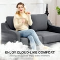 thumbnail image 4 of HOMCOM Loveseat Sofa, Linen Couch with Pocket Spring, Charcoal Grey, 4 of 10