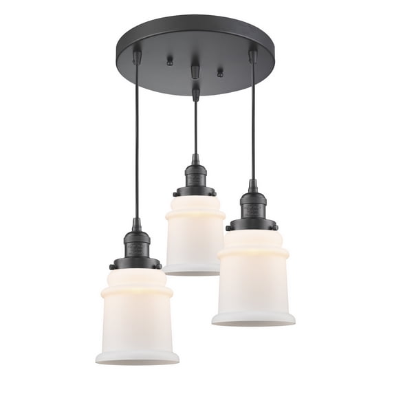 Innovations Lighting 211/3-OB-G181 Canton-3 Light Multi-Pendant in Industrial Style-13 Inches Wide by 33.75 Inches High Oil Rubbed Bronze Finish with Matte White Glass