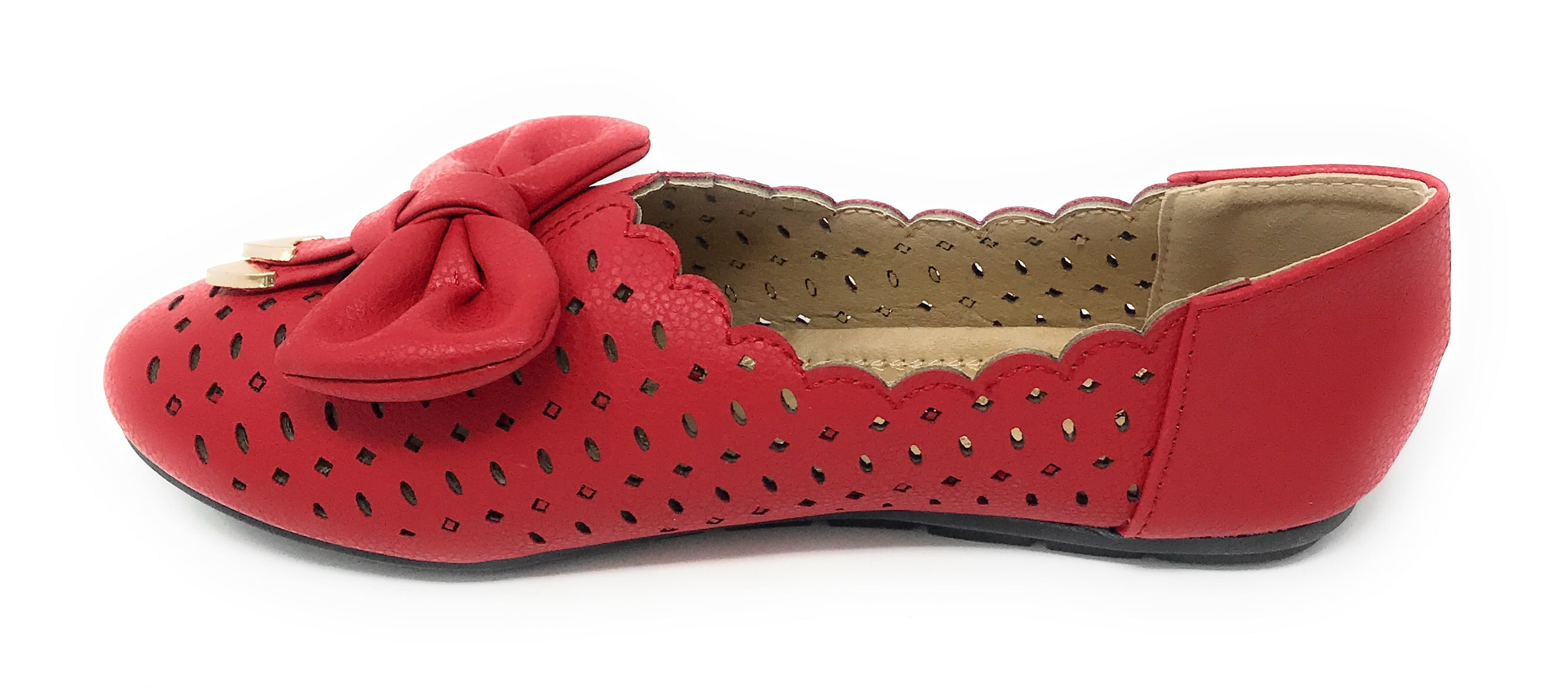 Victoria K Women's Diamond Cut Out With Embossed Bow Ballerina Flats