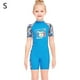 thumbnail image 2 of Dive Sail Girls Wetsuit UV Protección contra los niños Traje de baño Manga corta Cuello redondo con cremallera con cremallera Traje de baño Rash Guard Shorty Traje de humedad azul S Eigraketly OD003665-09, 2 of 7