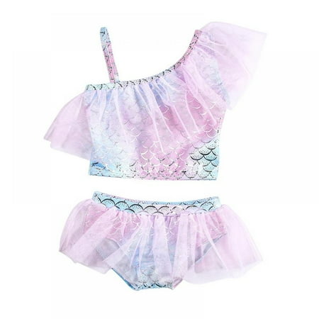 

Uccdo Toddler Girls Two-Piece Swimsuits Bathing Suit Baby Girl Ruffled Bikini Tulle Tutu Skirt Swim Bottoms 0-12 Months 1-6 Years