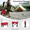 thumbnail image 5 of Collapsible Wagon Cart Folding Wagon Heavy Duty Utility Beach Wagon Portable Foldable Garden Cart with All-Terrain Wheels& Adjustable Handle, Red, 5 of 10