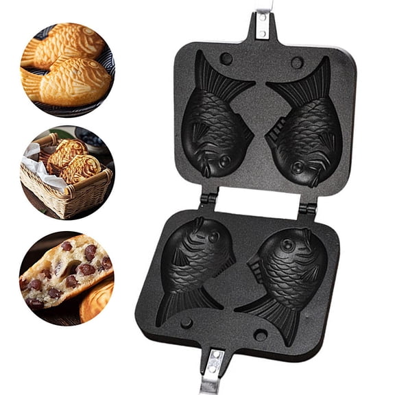 YAHHU Fish‑Shaped Non‑Stick Waffle Iron – Aluminum Alloy Baking Mold with Anti‑Scald Handle & Hook for Easy Storage