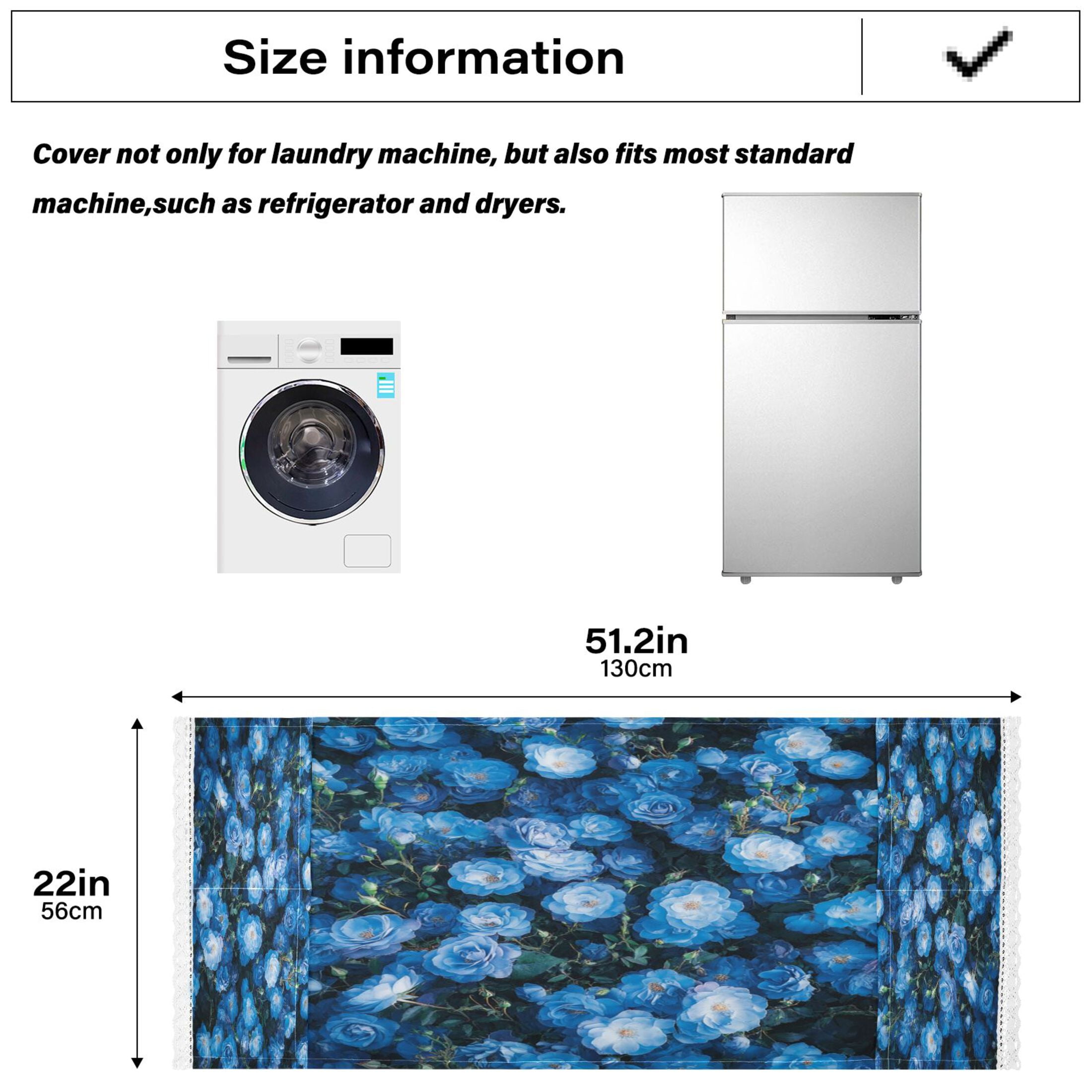 Blue RoseWasher and Dryer Covers Dust-Proof and Oil Resistant Fridge Cover with 4 Storage Pockets Washing Machine Top Cover for Laundry Kitchen Home 51.2 x 22 In