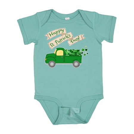 

Inktastic Happy St. Patrick s Day Green Truck with Clovers Gift Baby Boy or Baby Girl Bodysuit