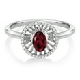 thumbnail image 2 of Gem Stone King 925 Sterling Silver Red Rhodolite Garnet Ring for Women (0.98 Cttw, Oval 6X4MM, Gemstone January Birthstone, Size 7), 2 of 3
