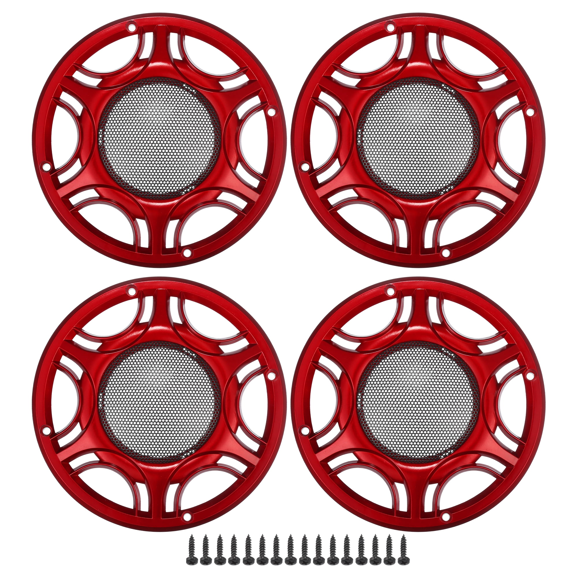 VOCOSTE 6.5" Speaker Grill Covers – 2-Pack Red/Black Mesh Guards With Screws, Universal Fit