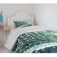 thumbnail image 4 of Ambesonne Forest Quilted Bedspread Set 2 Pcs, Winter Season Trees, Twin Size, Green Blue White, 4 of 6