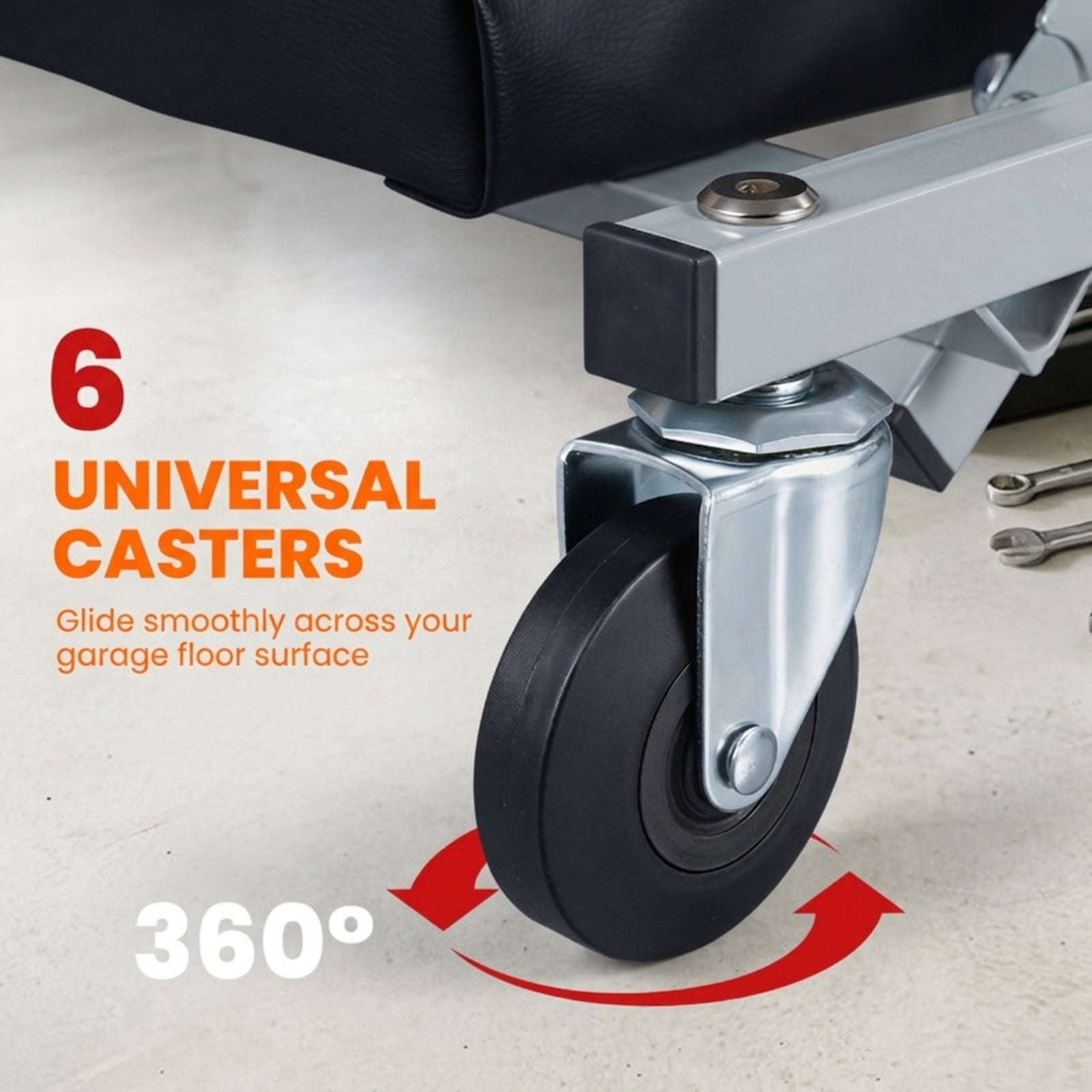 Biotree 36" 2-in-1 Mechanic Creeper and Z-Seat 330 LBS, Rolling Auto Repair Creeper with 6 Swivel Casters and Faux Leather Padding, Black and Gray