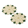 thumbnail image 2 of 2 Piece Poinsettia Placemats, Embroidered Christmas Table Mats, 14 Inch Flower Shaped Dining Accents for Dinner Parties Buffets and Holiday Centerpieces, Red or White Set, 2 of 7