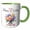Green/White, variant on 3drose, Happy 70th Birthday Pretty Vase of Pastel Peony Flowers, 11oz Two-tone Green Mug