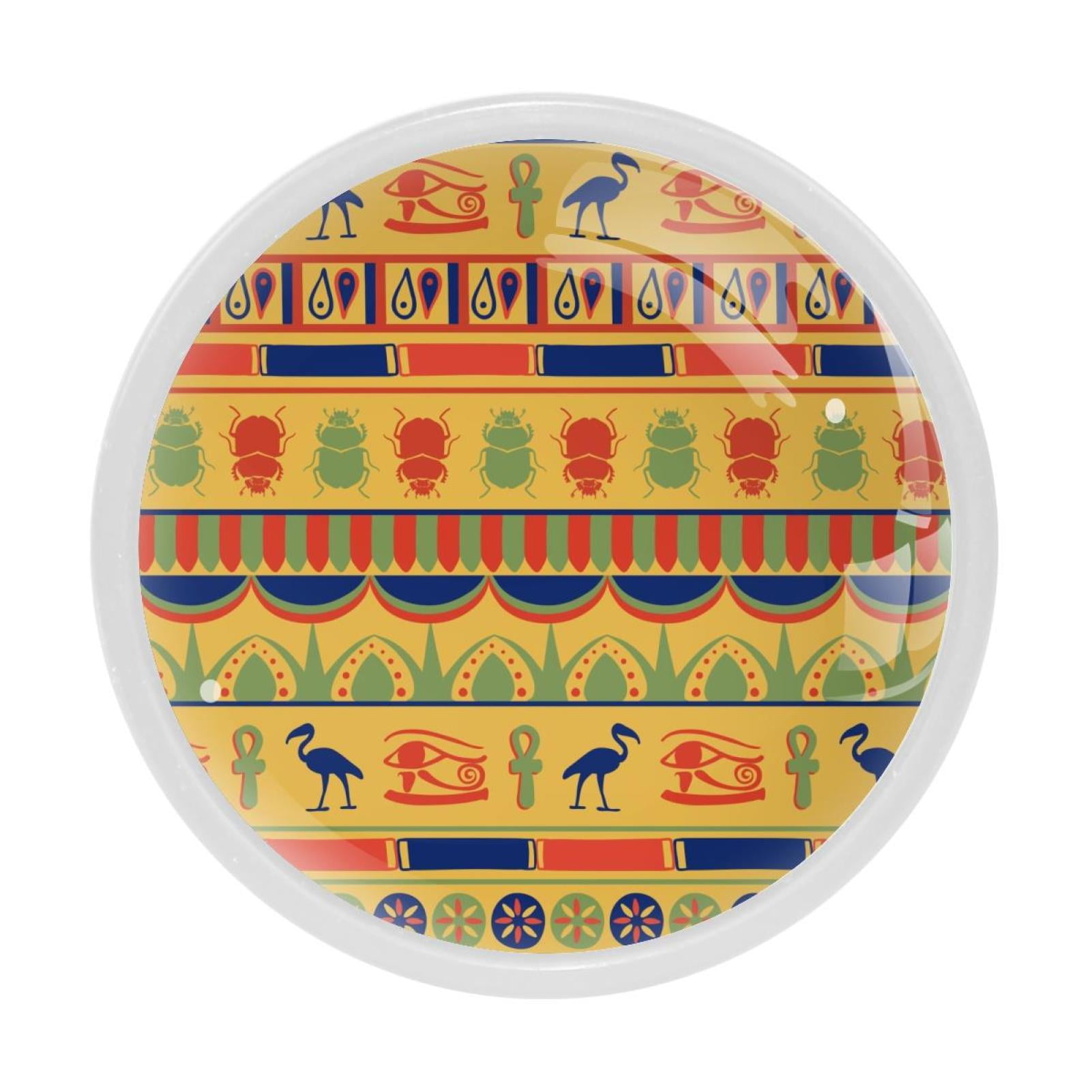 4 Pcs Egyptian Hieroglyphics Knobs for Kitchen Cupboard Dresser