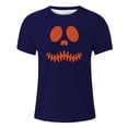 thumbnail image 3 of Glisme Halloween T Shirt For Men Pumpkin Face Graphic Short Sleeve Round Neck Shirt Party Cozy Soft Men Tees Size 3XL Dark Blue, 3 of 4