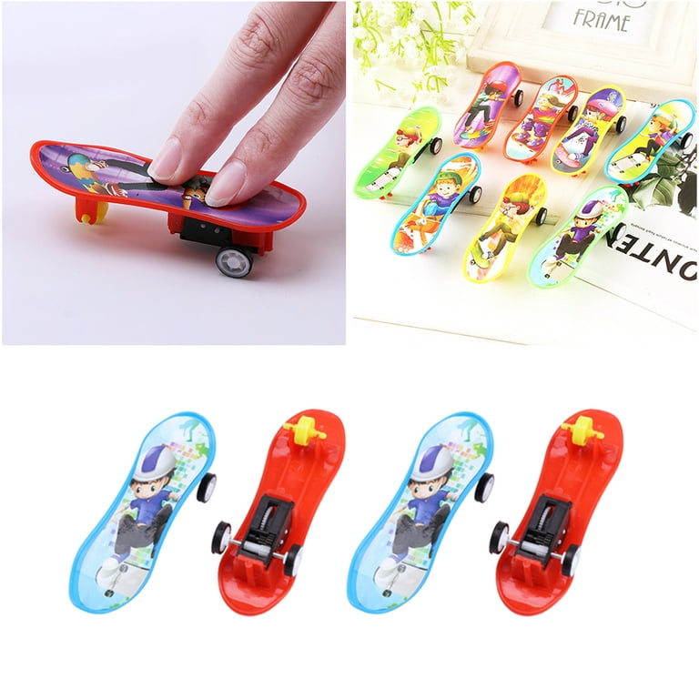 12pcs Finger Skateboard Toy Mini Funny Pull Back Skateboard Car Toy Great  Gift Party Favors for Kids (Mixed Pattern and Color) 