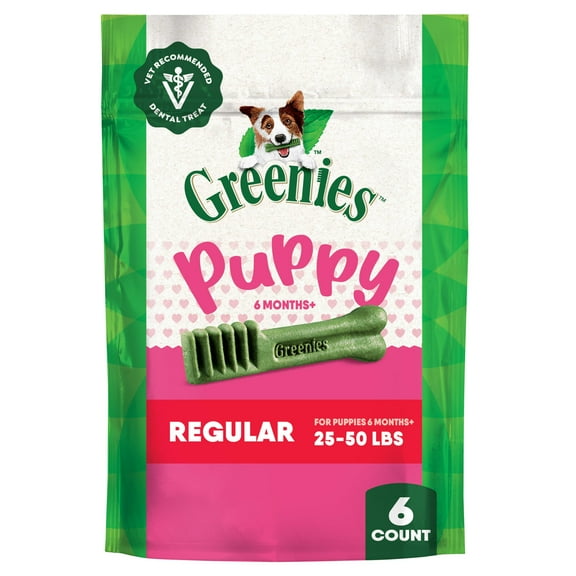 Greenies Natural Dental Puppy Treats Regular Size, 6 oz Pack (6 Count)