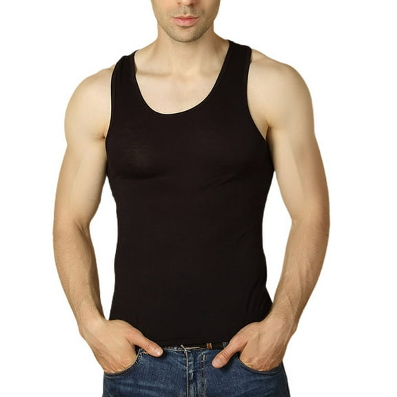 SWSMCLT Men's Tank Top Soft Top Sleeveless Casual Basic Fall Spring Workout Plus Size Home Spandex Summer Vest Black X-Large