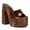 Brown, variant on Women Platform Clogs Mules Open Toe Wooden Block High Heel Sandals Rivet Studded Chunky Slides Size 9 Purple