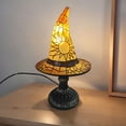 thumbnail image 5 of CARRFA 7.1" Gothic Witch Hat Lamp, Stained Glass Resin Nightstand Night Lights, Spooky Halloween Decor (Yellow), 5 of 9
