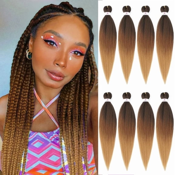Braiding Hair Pre Stretched, Braids Synthetic Fiber Ombre Yaki Texture, Natural Easy Twist Braids Crochet Hair Hot Water Setting Hair Extensions