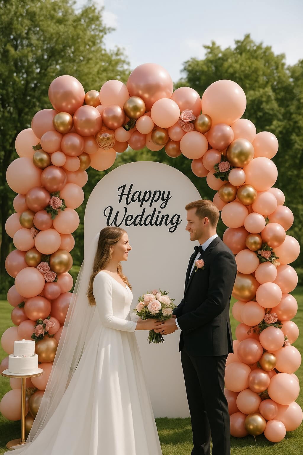 Golden Balloon Arch Kit Adjustable 10ft Wide 9ft Tall Stand for Party Decorations
