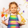 thumbnail image 2 of Colorful Striped Tie Dye Pattern Kids Aprons for Girls and Boys,Adjustable Neck Strap Toddler Aprons for Kids Cooking Baking, 2 of 6