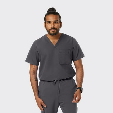 SPECTRUM UNIFORMS Wynd Men's Tuckable Scrub Top Medical Uniform V-Neck Soft Fabric, Outfit Ideal for Men at Hospital Workspace, Medical Practice, and Professionals - Pack of 2 Steel Grey