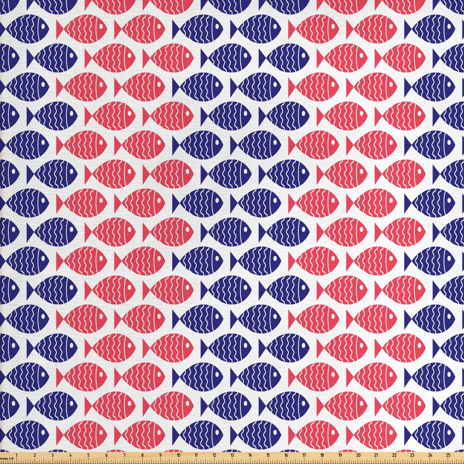 Fish Fabric by The Yard, Nautical Theme Design Illustration of Fish on