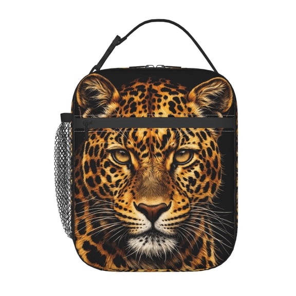 Leopard Lunch Bag Reusable Thermal Lunch Tote with Handle for Women and Men