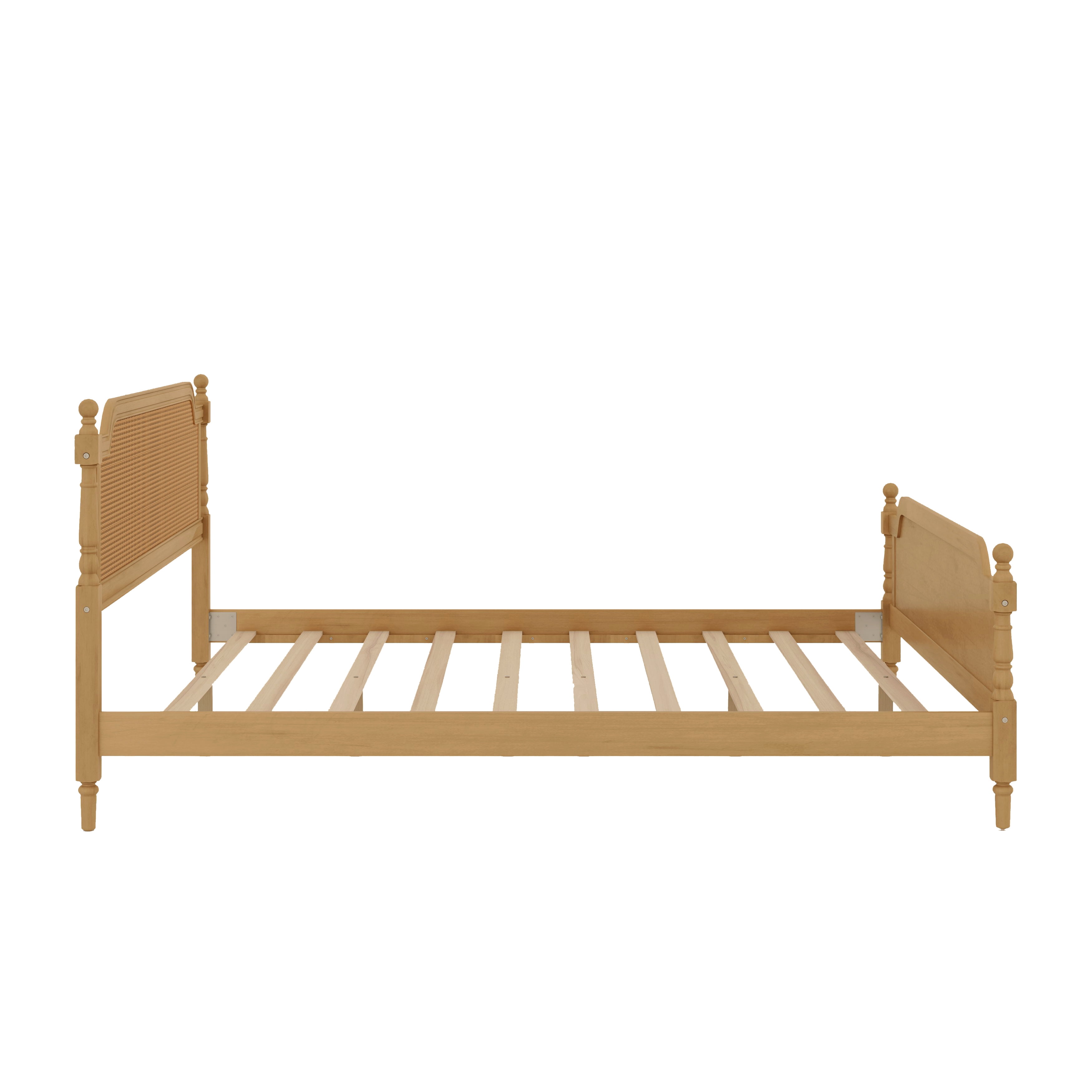 Euroco Rattan King Size Platform Bed for Living Room for Adults, Walnut