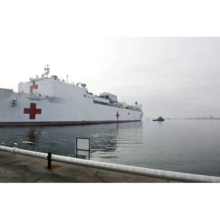 Military Sealift Command Ships - The Military Sealift Command hospital ship USNS Comfort pulls away from Canton Pier Poster Print