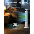thumbnail image 4 of 35" Bladeless Tower Fan - Ultra-Quiet 28dB for Bedroom Sleep 25 ft/s High Velocity Cooling w/ Remote 64° Wide Oscillation, 12H Timer, 5 Speeds, 4 Modes LED Display Standing Floor Fan - White, 4 of 8