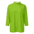 thumbnail image 5 of Mock Neck Tops for Women 3/4 Sleeve, Solid Color Loose Fit Pullover T-Shirt, Lightweight Casual Work Blouse for Everyday Wear, Spring Outfits 2026, Street Style and Office Green M, 5 of 5
