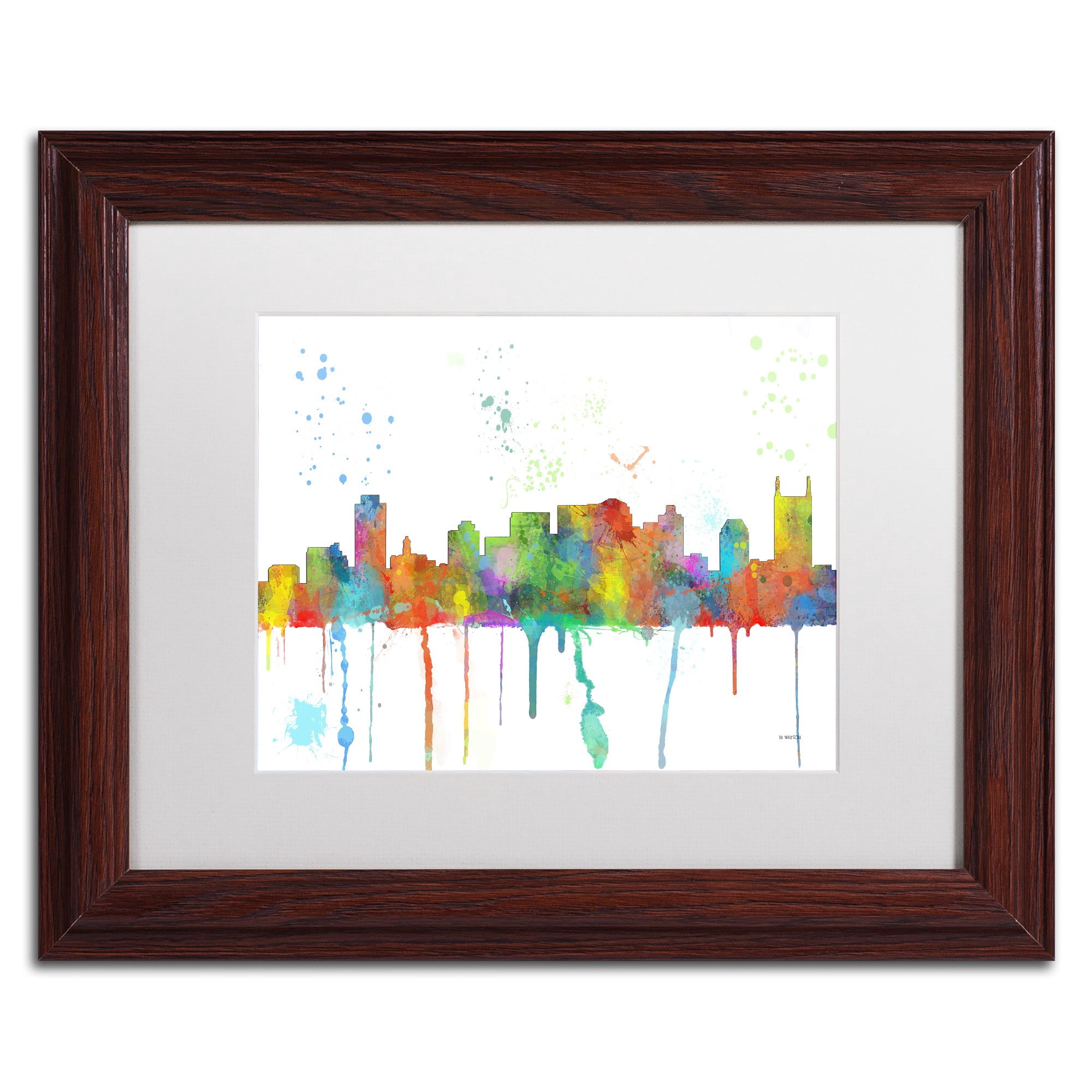 "Nashville Tennessee Skyline Mclr-1" Canvas Art by Marlene Watson, White Matte, Wood Frame