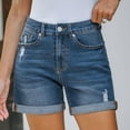 thumbnail image 6 of Women's Denim Shorts Solid Color Comfortable Pocket Elastic Jeans, 6 of 8