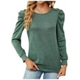 thumbnail image 1 of WEAIXIMIUNG T-Shirts Graphiques Amusants pour Femmes, Chandail Décontracté à Col Rond, Manches Longues, Automne 2024, 1 of 4