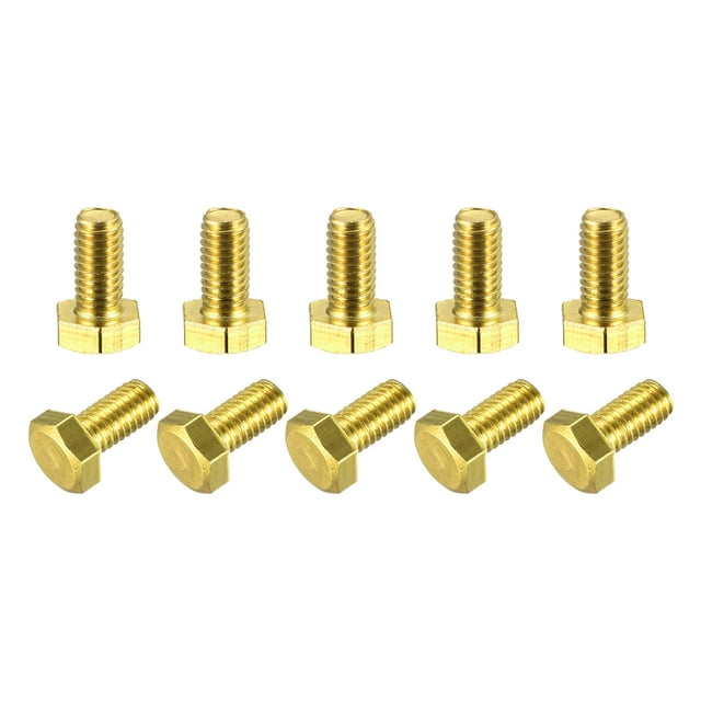 Pernos hexagonales de latón Unique Bargains M6x12mm 10uds Totalmente Roscado Grado 4.8