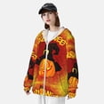 thumbnail image 4 of Pofeuu Halloween Pumpkin Print Sun Protection Outdoor Lightweight Full Zip UV Cooling Hoodie Long Sleeve Summer Clothing for Outdoor Hiking-Medium, 4 of 5