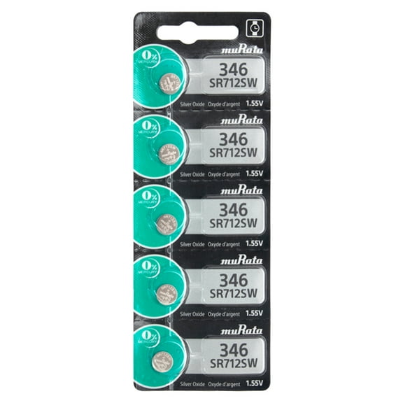 Murata Silver Oxide 1.55V Batteries Size SR712SW (346) (Pack of 5)