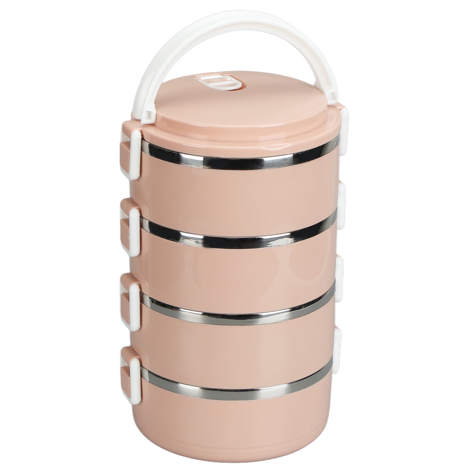 Stainless Steel Bento Box ,Adult Lunch Box Set, Portable Insulated Lunch Containers StackableLeakproof Food Container for Adults Office Outdoor[Four Layers Nordic Pink]