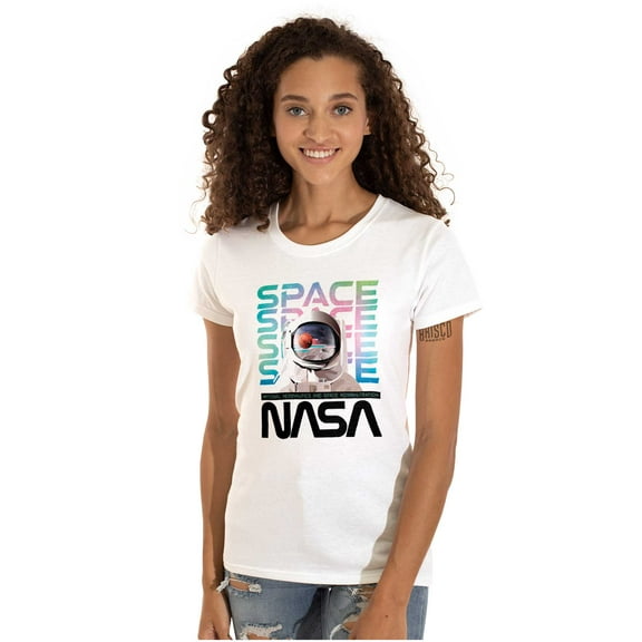Cute NASA Worm Logo Mars Astronaut Women's T Shirt Ladies Tee Brisco Brands S