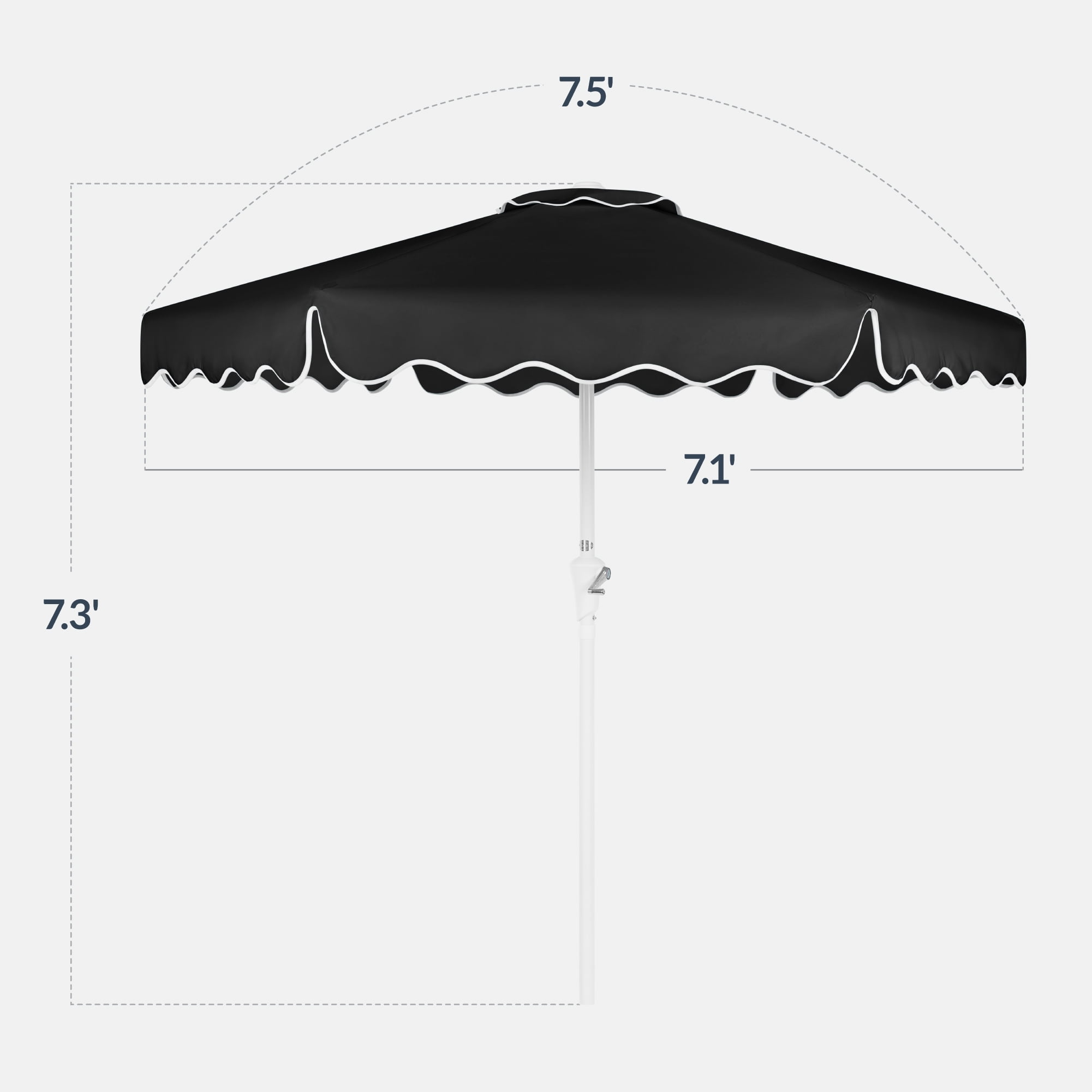 Best Choice Products 7.5ft Patio Market Umbrella with Wavy Trim, Fade-Resistant, Crank & Tilt, Wind Vent - Black