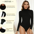 thumbnail image 2 of Qric Women's Long Sleeve Tops Mock Turtle Neck Bodysuit Soft Slim Fit Stretchy Basic Layer Top Classic Jumpsuit Leotard S-XXL, 2 of 6