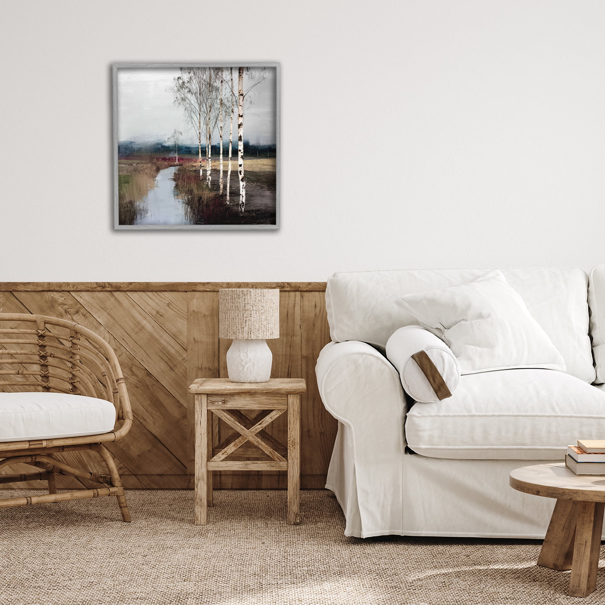 Stupell Industries Birch Creek River Gray Framed Giclee Art, design by Kim Curinga