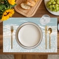 thumbnail image 4 of Blue Coastal Coral Placemats Set of 8, Summer Beach Ocean Abstract Art Placemats for Dining Table, Place Mats for Kitchen Tabletop, Waterproof Wipeable Dining Table Mats Set, 4 of 9