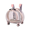 thumbnail image 3 of facefd Kitten Bag Backpack Handbag with Wheels Durable Dog Trolley Case for Puppy Fully Clear and Pink, 3 of 9