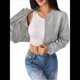 thumbnail image 2 of Chaqueta Corta para Mujer, Abrigo Informal con Cuello Alto, Prenda Exterior de Moda de Otoño. Gris L, 2 of 9